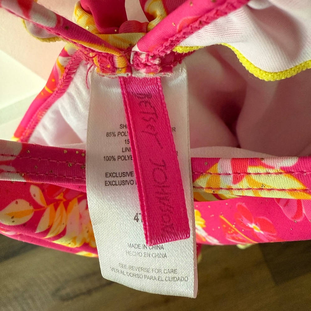 Betsey Johnson Pink Floral Ruffle Swimsuit - Picture 5 of 5